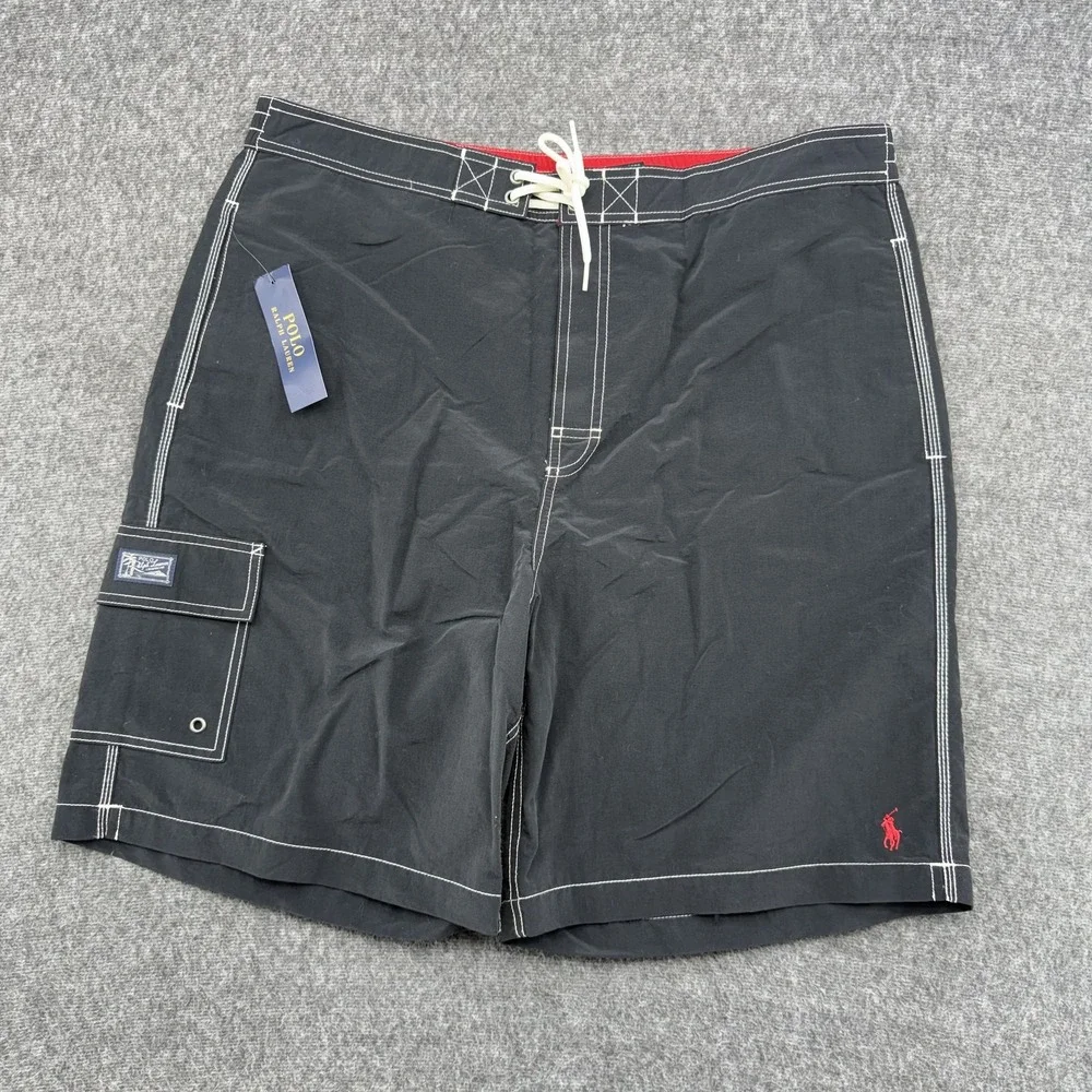 Polo Ralph Lauren Mens XL Charcoal Gray Swim Trunks Cargo Board Shorts NWT
